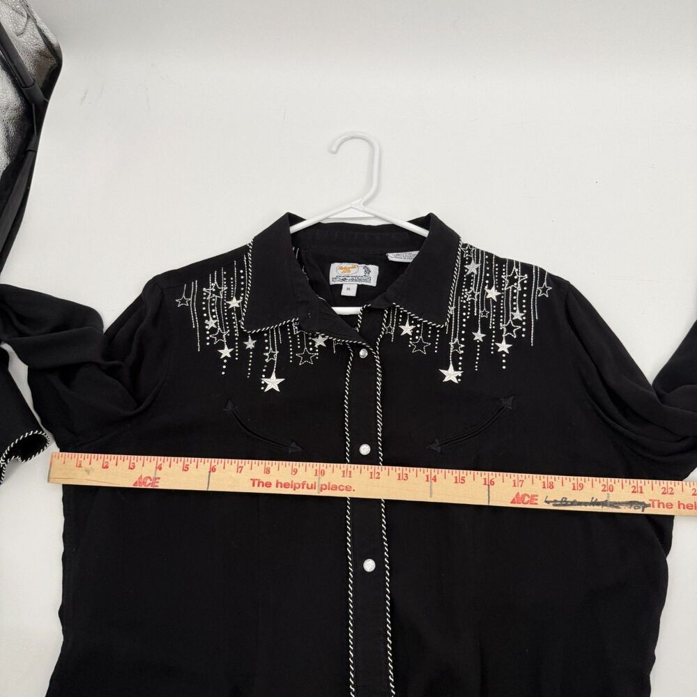 Vintage Panhandle Slim Shirt Womens XL Smile Pocket Rhinestone Stars Snap Rodeo - Picture 10 of 11